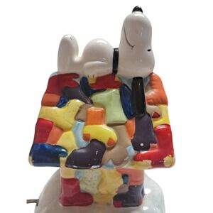 Vintage SNOOPY MUSIC BOX Silent Night A Christmas Wish 1981 Schmid Doghouse 5480